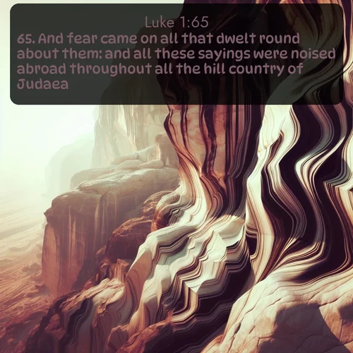 citation biblique : 65. And fear came on all that dwelt round about them: and all these sayings were noised abroad throughout all the hill country of Judaea.
 sur fond image nature