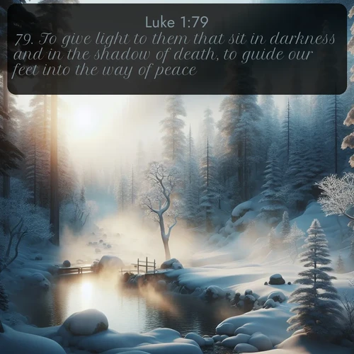 citation biblique : 79. To give light to them that sit in darkness and in the shadow of death, to guide our feet into the way of peace.
 sur fond image nature