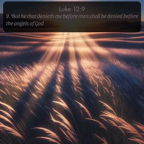 citation biblique : 9. But he that denieth me before men shall be denied before the angels of God.
 sur fond image nature