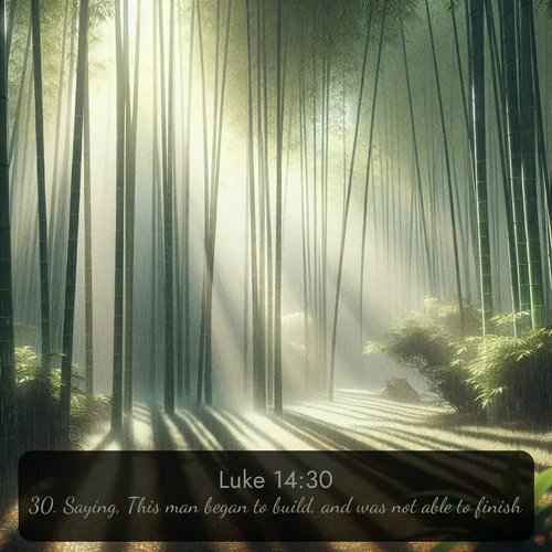 citation biblique : 30. Saying, This man began to build, and was not able to finish.
 sur fond image nature