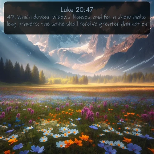 citation biblique : 47. Which devour widows&#039; houses, and for a shew make long prayers: the same shall receive greater damnation.
 sur fond image nature