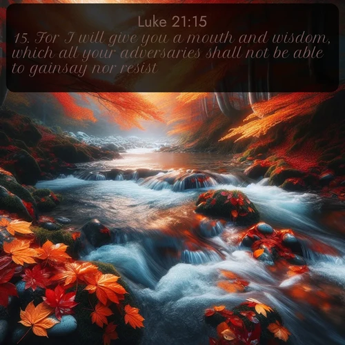 citation biblique : 15. For I will give you a mouth and wisdom, which all your adversaries shall not be able to gainsay nor resist.
 sur fond image nature