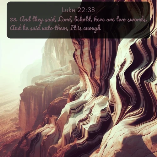 citation biblique : 38. And they said, Lord, behold, here are two swords. And he said unto them, It is enough.
 sur fond image nature