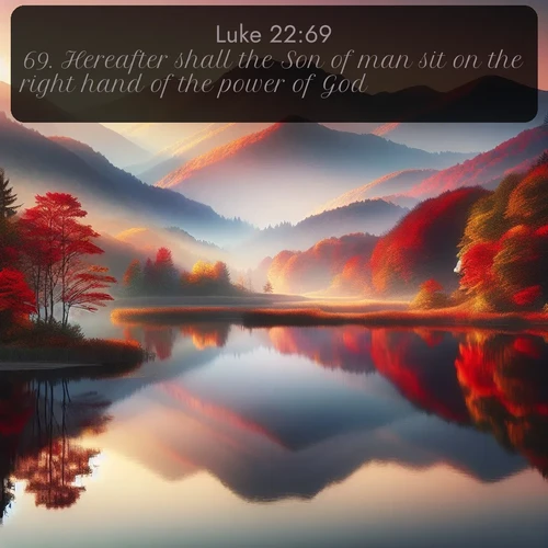 citation biblique : 69. Hereafter shall the Son of man sit on the right hand of the power of God.
 sur fond image nature