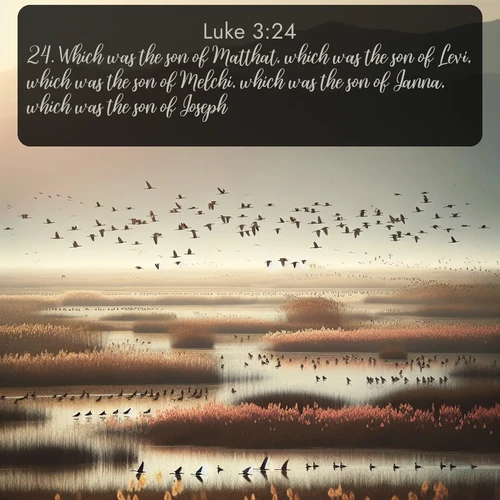 citation biblique : 24. Which was the son of Matthat, which was the son of Levi, which was the son of Melchi, which was the son of Janna, which was the son of Joseph,
 sur fond image nature