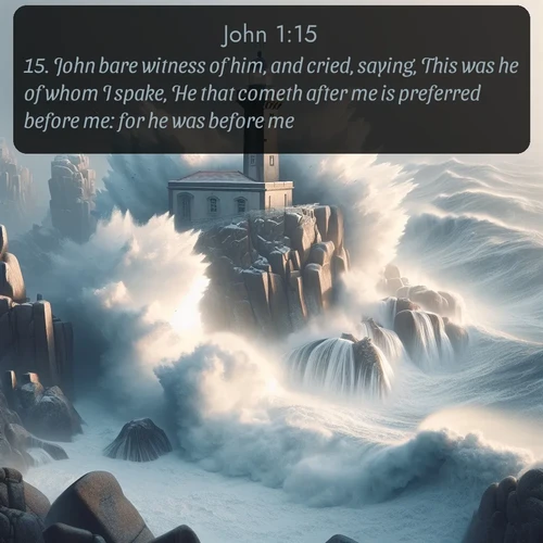citation biblique : 15. John bare witness of him, and cried, saying, This was he of whom I spake, He that cometh after me is preferred before me: for he was before me.
 sur fond image nature