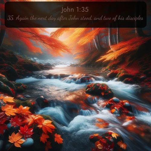 citation biblique : 35. Again the next day after John stood, and two of his disciples;
 sur fond image nature