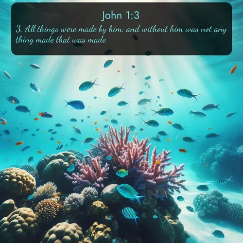 citation biblique : 3. All things were made by him; and without him was not any thing made that was made.
 sur fond image nature