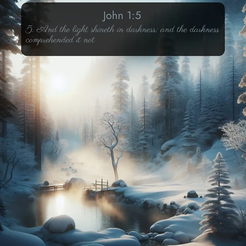 citation biblique : 5. And the light shineth in darkness; and the darkness comprehended it not.
 sur fond image nature