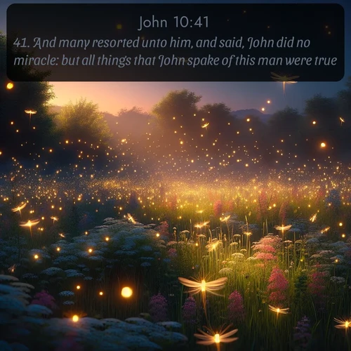 citation biblique : 41. And many resorted unto him, and said, John did no miracle: but all things that John spake of this man were true.
 sur fond image nature