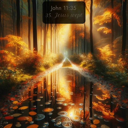 citation biblique : 35. Jesus wept.
 sur fond image nature