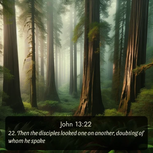 citation biblique : 22. Then the disciples looked one on another, doubting of whom he spake.
 sur fond image nature