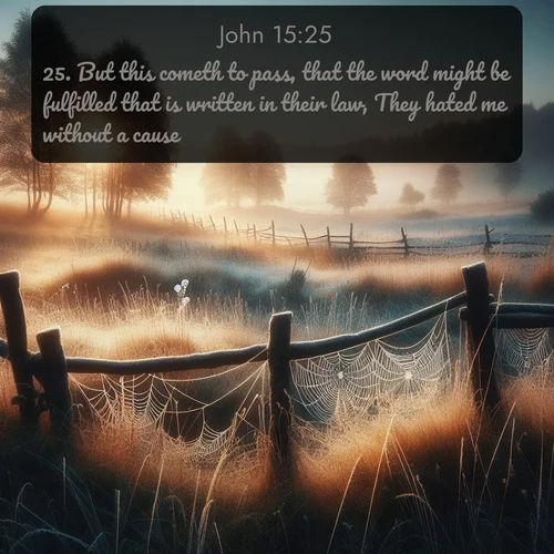 citation biblique : 25. But this cometh to pass, that the word might be fulfilled that is written in their law, They hated me without a cause.
 sur fond image nature