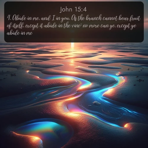citation biblique : 4. Abide in me, and I in you. As the branch cannot bear fruit of itself, except it abide in the vine; no more can ye, except ye abide in me.
 sur fond image nature