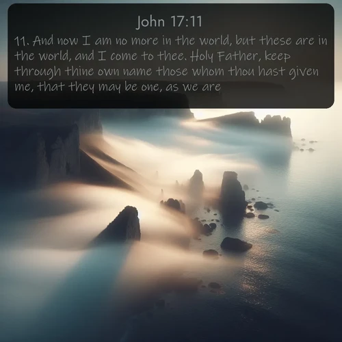 citation biblique : 11. And now I am no more in the world, but these are in the world, and I come to thee. Holy Father, keep through thine own name those whom thou hast given me, that they may be one, as we are.
 sur fond image nature