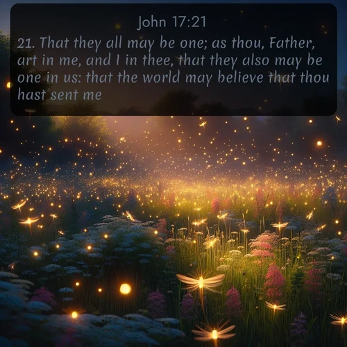 citation biblique : 21. That they all may be one; as thou, Father, art in me, and I in thee, that they also may be one in us: that the world may believe that thou hast sent me.
 sur fond image nature