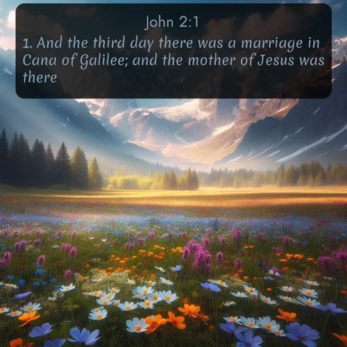 citation biblique : 1. And the third day there was a marriage in Cana of Galilee; and the mother of Jesus was there:
 sur fond image nature