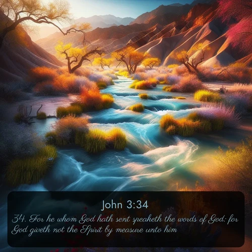 citation biblique : 34. For he whom God hath sent speaketh the words of God: for God giveth not the Spirit by measure unto him.
 sur fond image nature