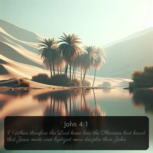 citation biblique : 1. When therefore the Lord knew how the Pharisees had heard that Jesus made and baptized more disciples than John,
 sur fond image nature