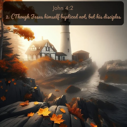 citation biblique : 2. (Though Jesus himself baptized not, but his disciples,)
 sur fond image nature