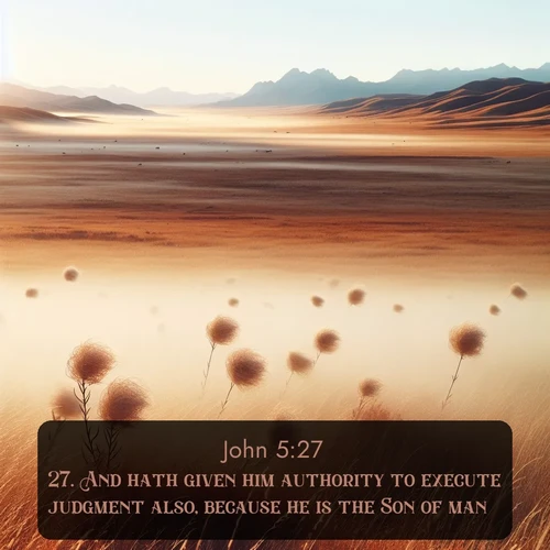 citation biblique : 27. And hath given him authority to execute judgment also, because he is the Son of man.
 sur fond image nature