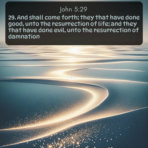 citation biblique : 29. And shall come forth; they that have done good, unto the resurrection of life; and they that have done evil, unto the resurrection of damnation.
 sur fond image nature