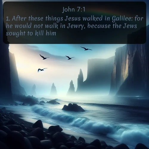 citation biblique : 1. After these things Jesus walked in Galilee: for he would not walk in Jewry, because the Jews sought to kill him.
 sur fond image nature
