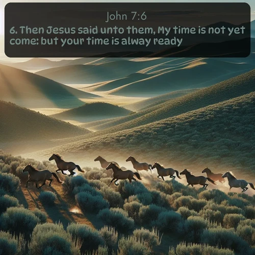 citation biblique : 6. Then Jesus said unto them, My time is not yet come: but your time is alway ready.
 sur fond image nature