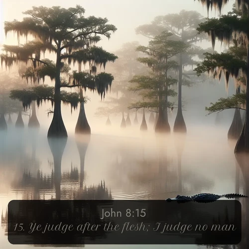 citation biblique : 15. Ye judge after the flesh; I judge no man.
 sur fond image nature
