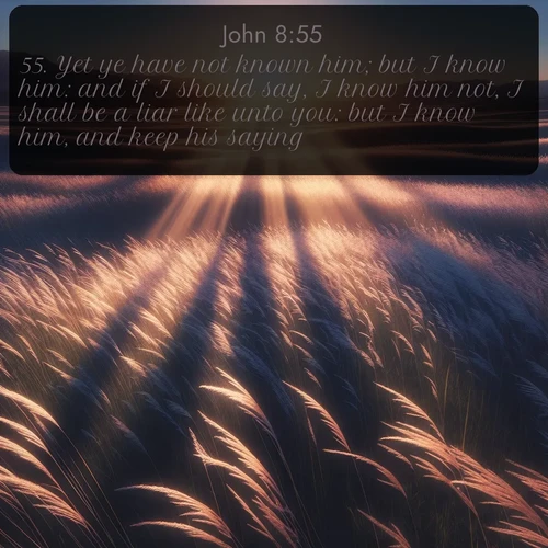 citation biblique : 55. Yet ye have not known him; but I know him: and if I should say, I know him not, I shall be a liar like unto you: but I know him, and keep his saying.
 sur fond image nature