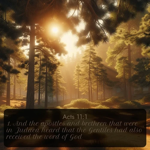 citation biblique : 1. And the apostles and brethren that were in Judaea heard that the Gentiles had also received the word of God.
 sur fond image nature