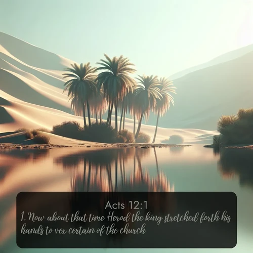 citation biblique : 1. Now about that time Herod the king stretched forth his hands to vex certain of the church.
 sur fond image nature