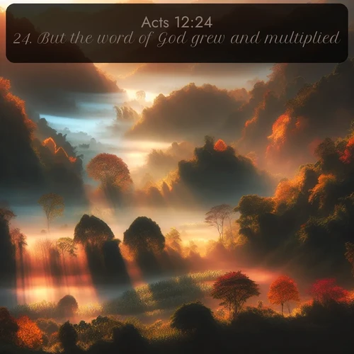 citation biblique : 24. But the word of God grew and multiplied.
 sur fond image nature