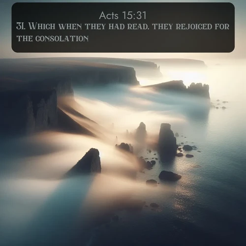 citation biblique : 31. Which when they had read, they rejoiced for the consolation.
 sur fond image nature
