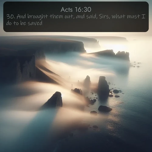 citation biblique : 30. And brought them out, and said, Sirs, what must I do to be saved?
 sur fond image nature