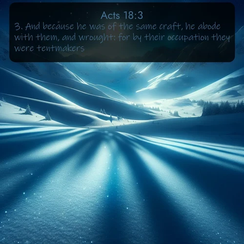 citation biblique : 3. And because he was of the same craft, he abode with them, and wrought: for by their occupation they were tentmakers.
 sur fond image nature