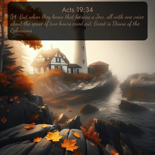 citation biblique : 34. But when they knew that he was a Jew, all with one voice about the space of two hours cried out, Great is Diana of the Ephesians.
 sur fond image nature