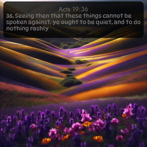 citation biblique : 36. Seeing then that these things cannot be spoken against, ye ought to be quiet, and to do nothing rashly.
 sur fond image nature