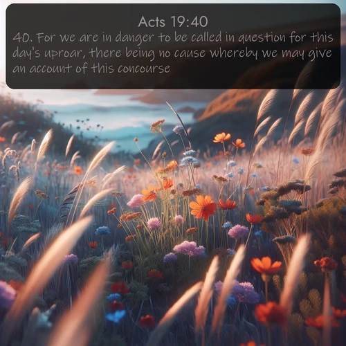 citation biblique : 40. For we are in danger to be called in question for this day&#039;s uproar, there being no cause whereby we may give an account of this concourse.
 sur fond image nature