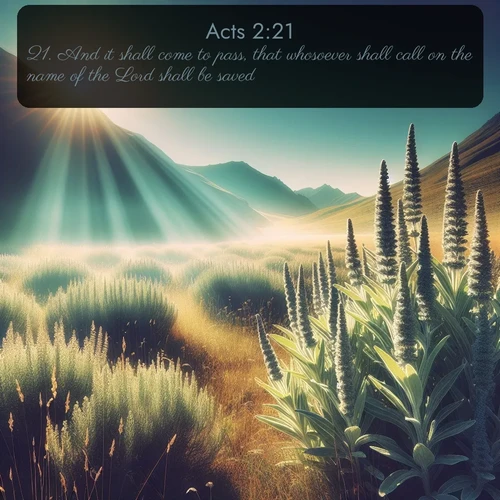citation biblique : 21. And it shall come to pass, that whosoever shall call on the name of the Lord shall be saved.
 sur fond image nature