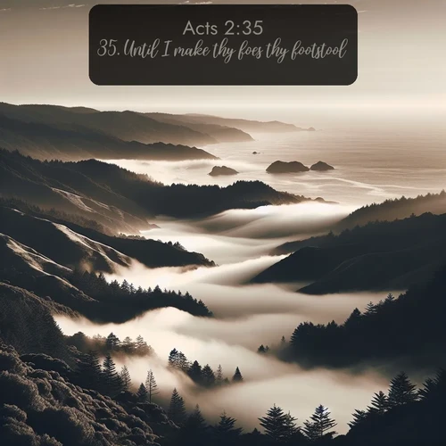 citation biblique : 35. Until I make thy foes thy footstool.
 sur fond image nature