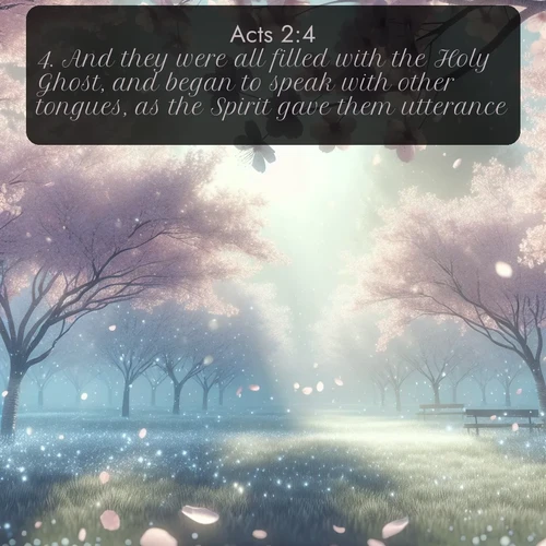 citation biblique : 4. And they were all filled with the Holy Ghost, and began to speak with other tongues, as the Spirit gave them utterance.
 sur fond image nature