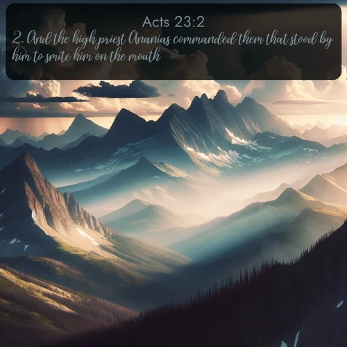 citation biblique : 2. And the high priest Ananias commanded them that stood by him to smite him on the mouth.
 sur fond image nature