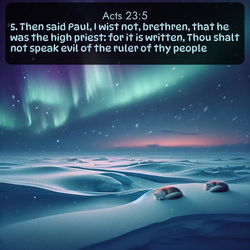 citation biblique : 5. Then said Paul, I wist not, brethren, that he was the high priest: for it is written, Thou shalt not speak evil of the ruler of thy people.
 sur fond image nature