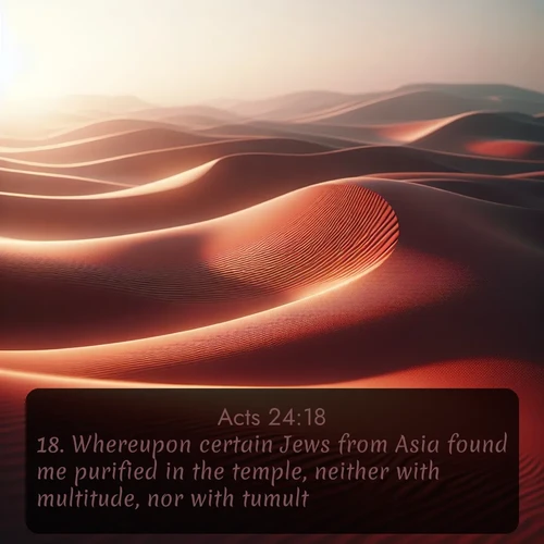 citation biblique : 18. Whereupon certain Jews from Asia found me purified in the temple, neither with multitude, nor with tumult.
 sur fond image nature