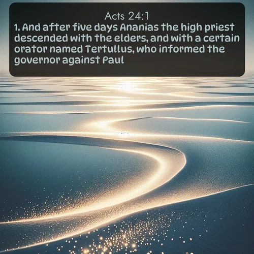 citation biblique : 1. And after five days Ananias the high priest descended with the elders, and with a certain orator named Tertullus, who informed the governor against Paul.
 sur fond image nature