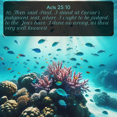 citation biblique : 10. Then said Paul, I stand at Caesar&#039;s judgment seat, where I ought to be judged: to the Jews have I done no wrong, as thou very well knowest.
 sur fond image nature