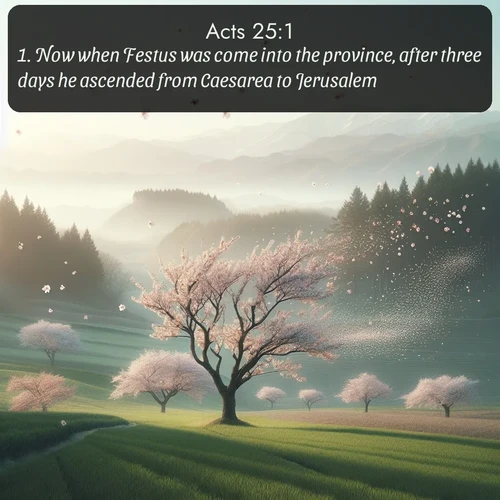 citation biblique : 1. Now when Festus was come into the province, after three days he ascended from Caesarea to Jerusalem.
 sur fond image nature