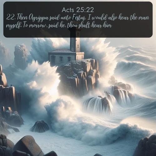 citation biblique : 22. Then Agrippa said unto Festus, I would also hear the man myself. To morrow, said he, thou shalt hear him.
 sur fond image nature