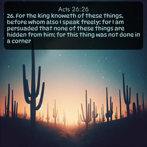 citation biblique : 26. For the king knoweth of these things, before whom also I speak freely: for I am persuaded that none of these things are hidden from him; for this thing was not done in a corner.
 sur fond image nature